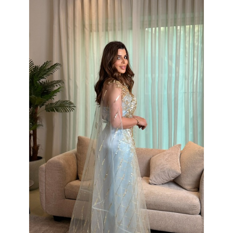 جلابيه فراشه تور سماوي جلابيه فراشه تور سماوي