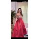 فستان  ماروني كلوش مع اوف شولدر  شك