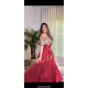 فستان  ماروني كلوش مع اوف شولدر  شك