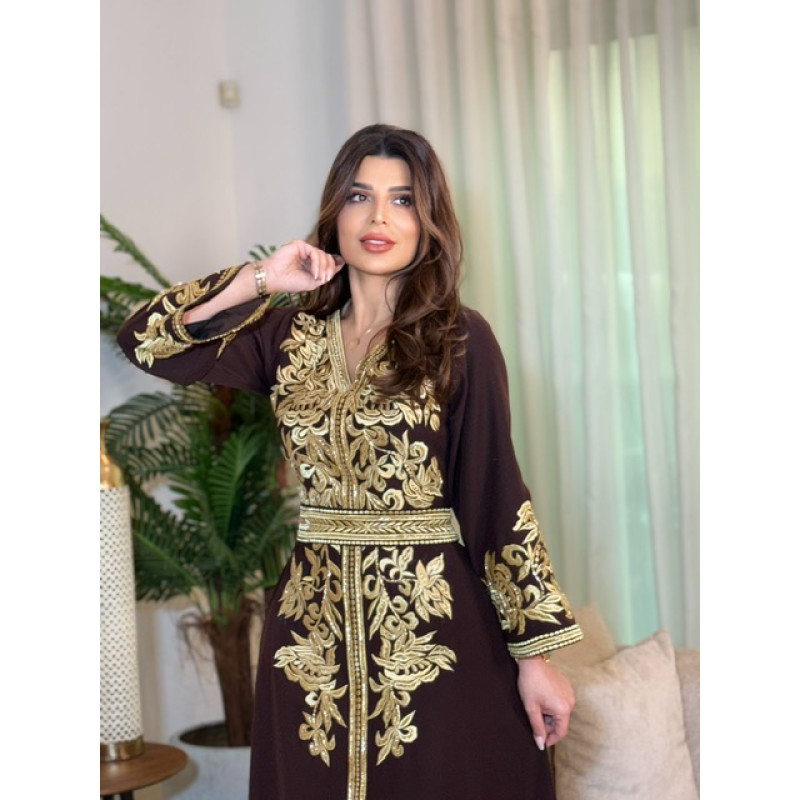 مغربي  عنابي تطريز مع شك