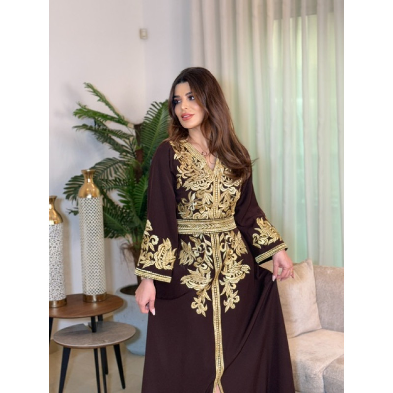 مغربي  عنابي تطريز مع شك