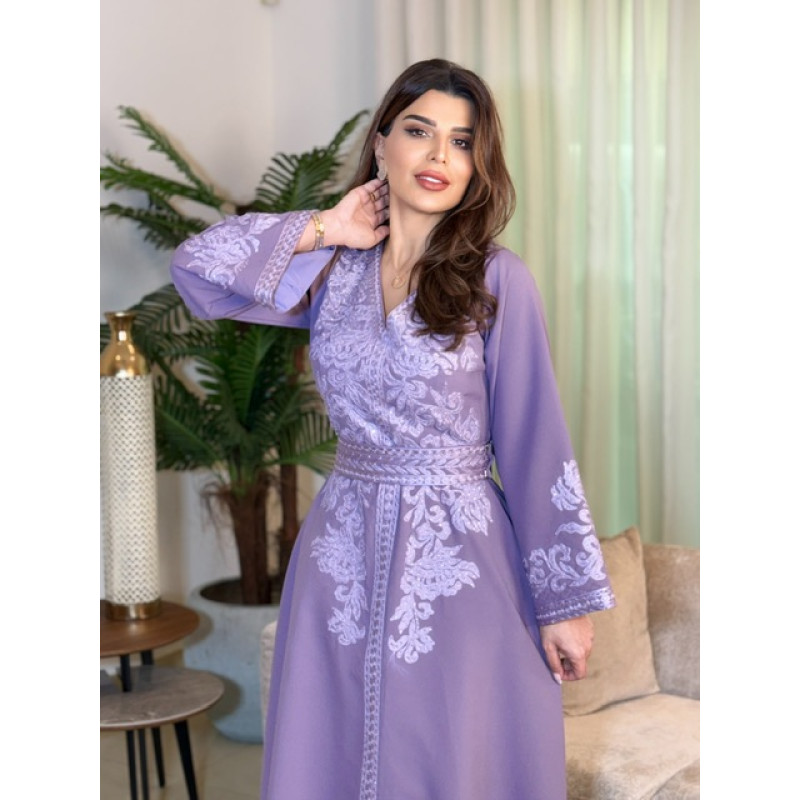 مغربي بنفسجي  تطريز مع شك