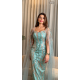 فستان سهره اخضر تور مع شك
