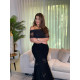 فستان سهره  اسود ناعم وراقي 