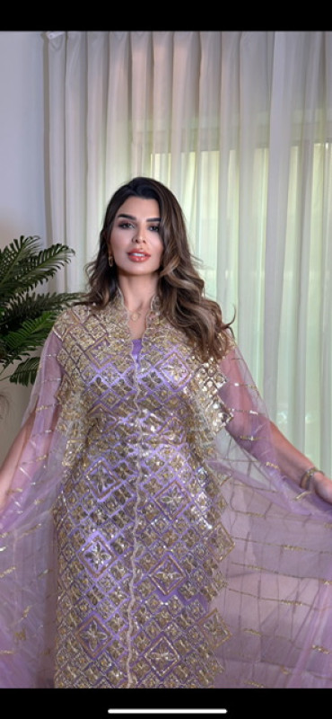  جلابيه  فراشه تور  بنفسجي فاتح