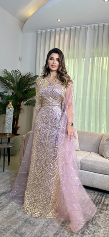  جلابيه  فراشه تور  بنفسجي فاتح